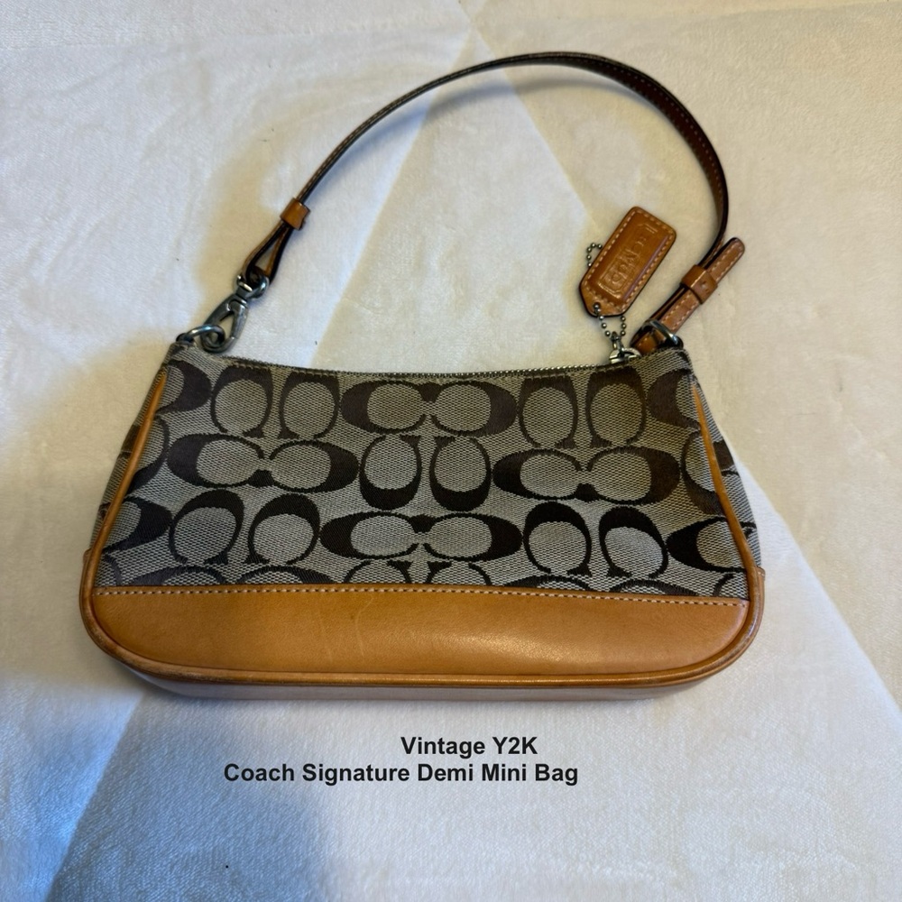 Coach Signature Mini Bag in Brown and Tan